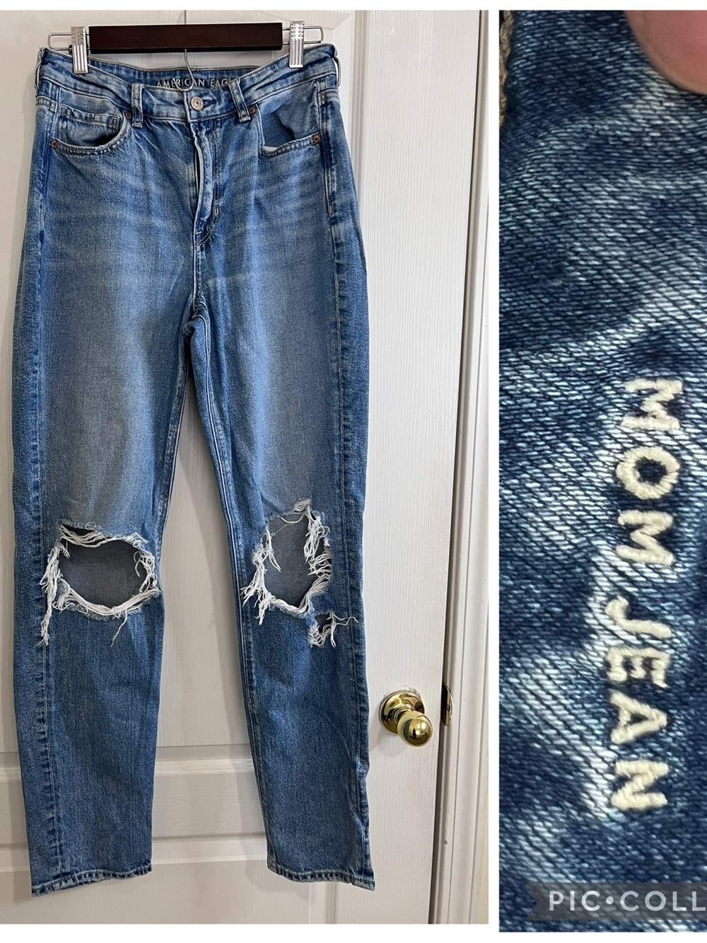 American Eagle Outfitters Ripped Light Blue mom Jeans size 8X long
